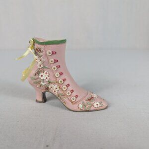 Avon Victorian Era Pink Flower Heeled Boot Christmas Ornament 2000 Vintage